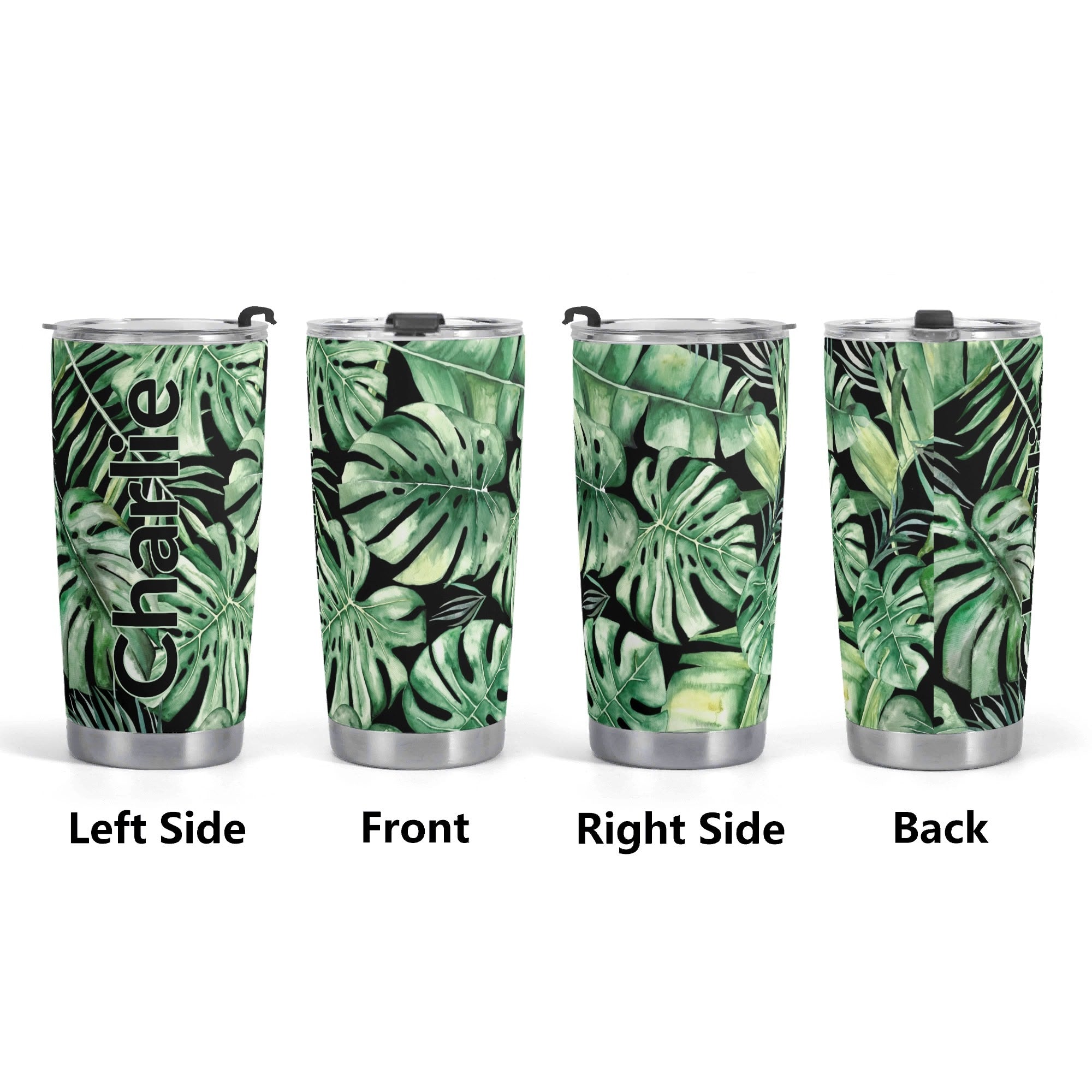 Personalised Jungle Leaves Stainless Steel 20oz Travel Mug Personalised 20oz Travel Mug Plants Printed Offshore