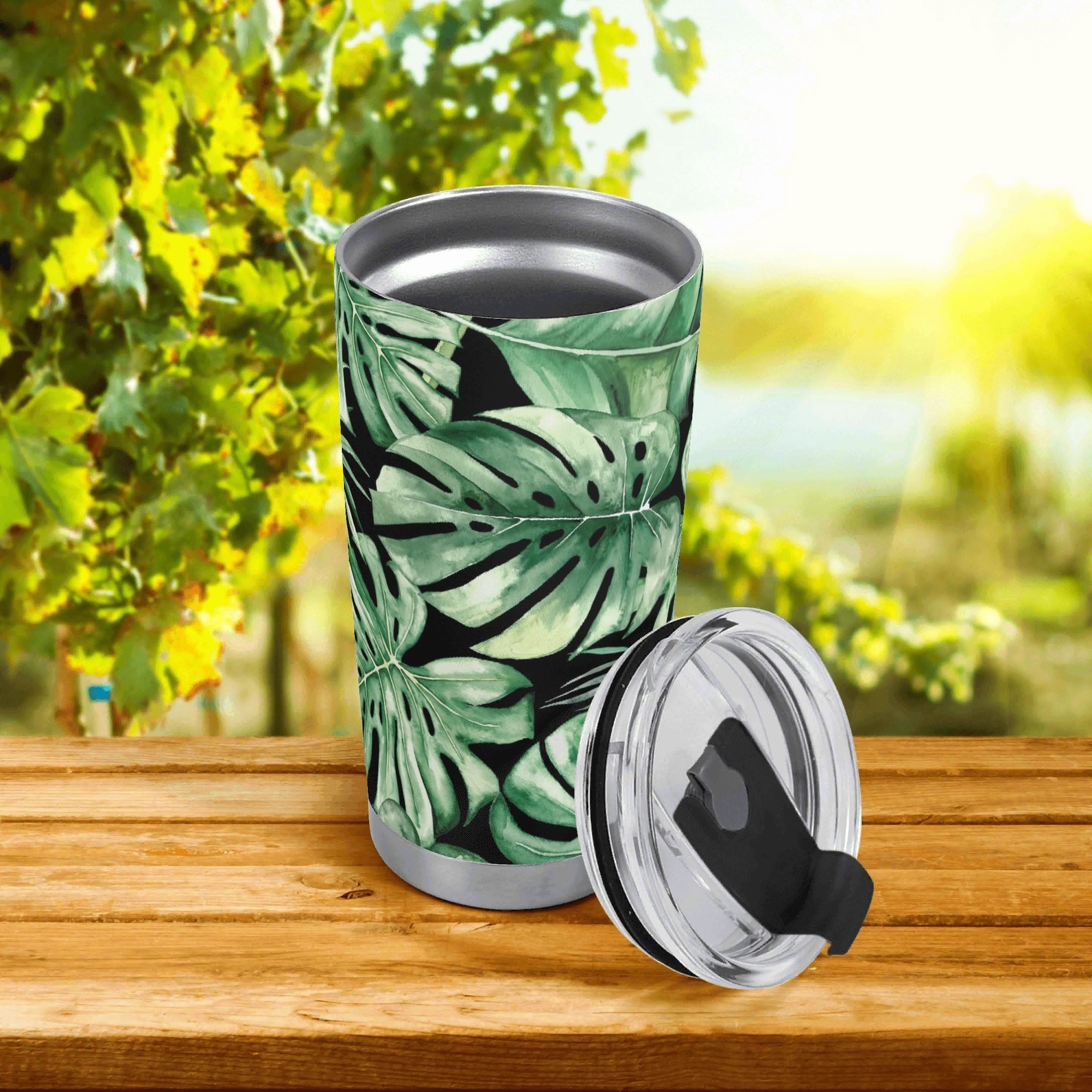 Personalised Jungle Leaves Stainless Steel 20oz Travel Mug Personalised 20oz Travel Mug Plants Printed Offshore
