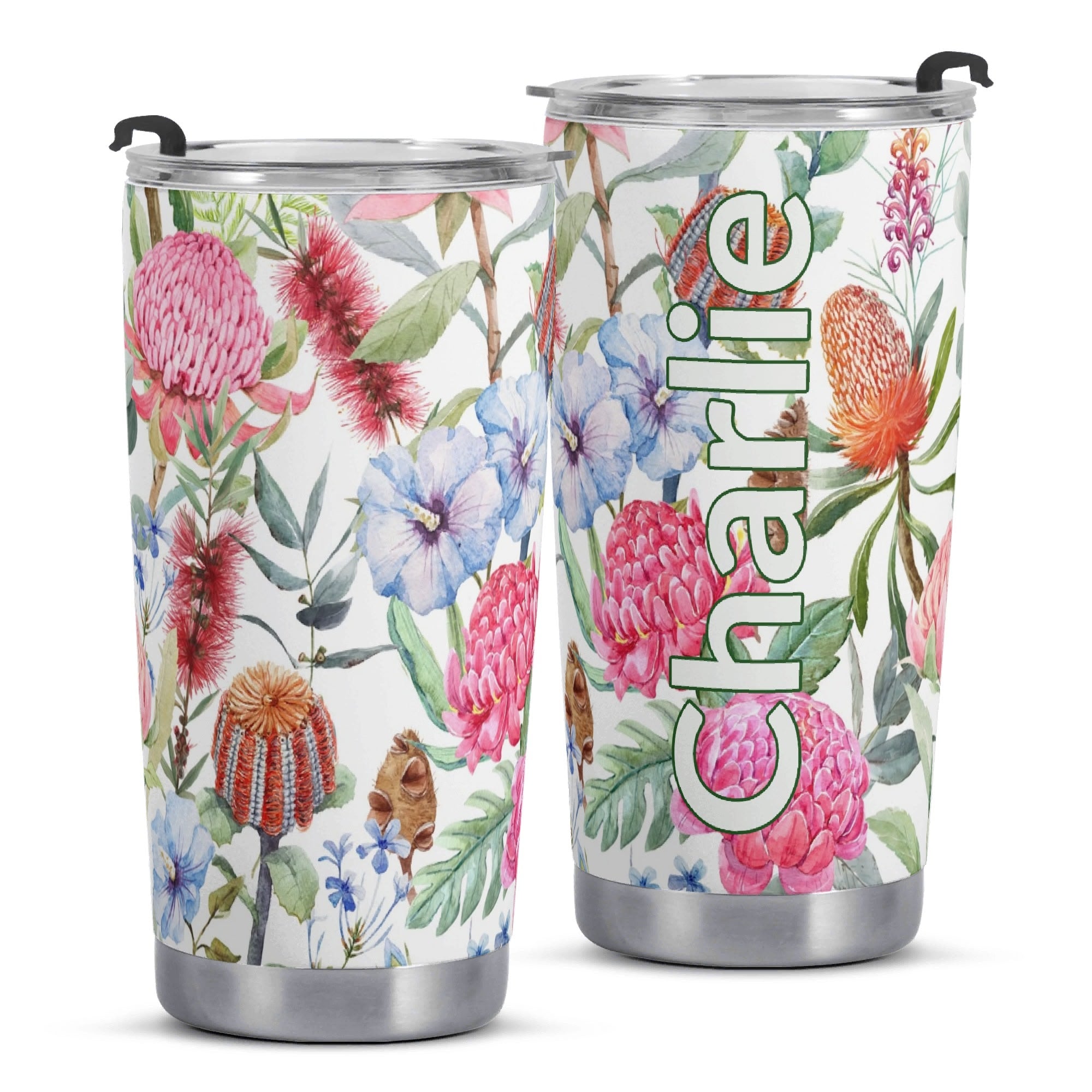 Personalised Australian Flowers Stainless Steel 20oz Travel Mug Personalised 20oz Travel Mug Plants Printed Offshore