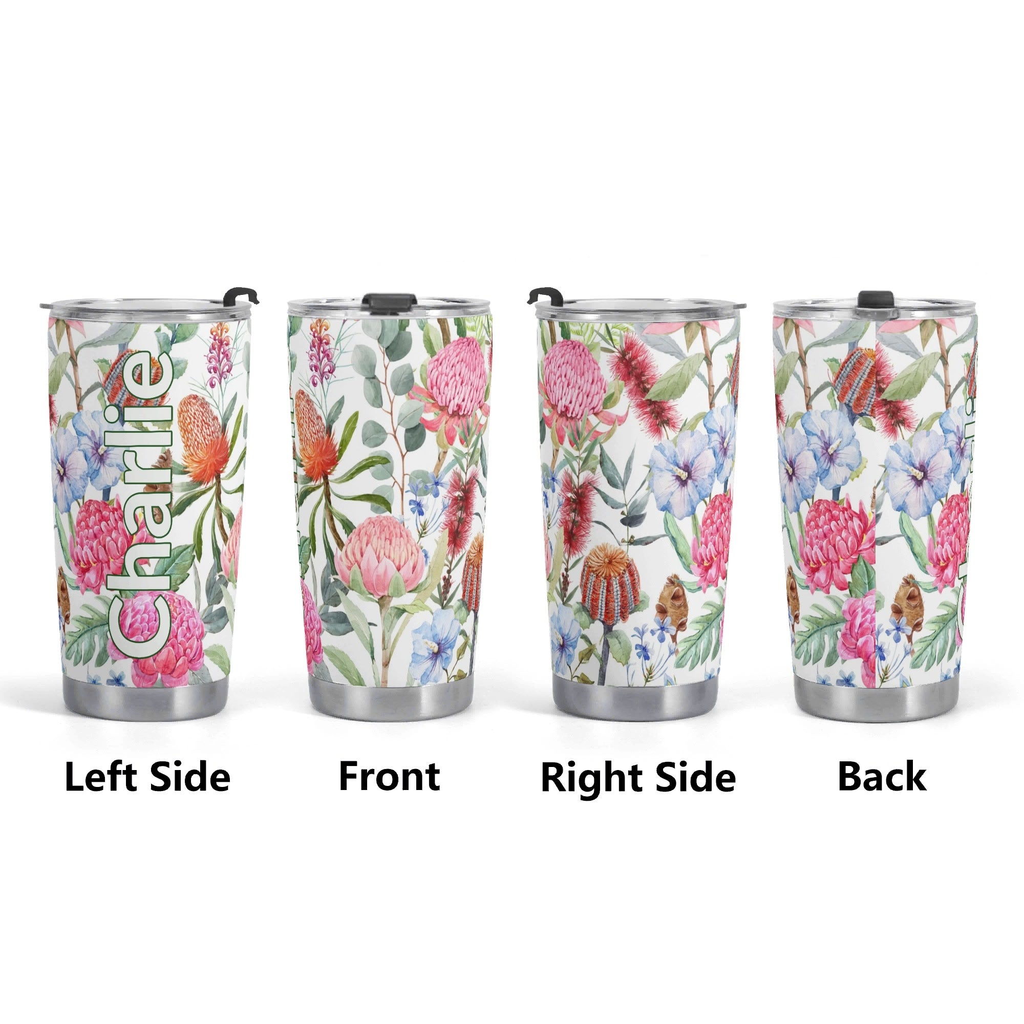 Personalised Australian Flowers Stainless Steel 20oz Travel Mug Personalised 20oz Travel Mug Plants Printed Offshore