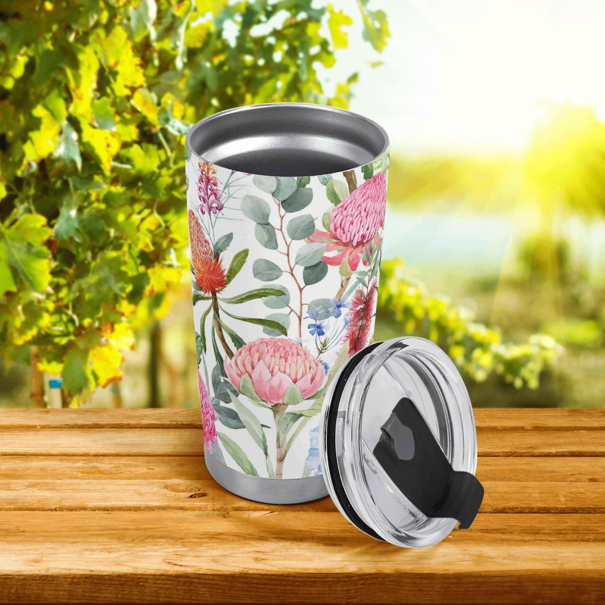 Personalised Australian Flowers Stainless Steel 20oz Travel Mug Personalised 20oz Travel Mug Plants Printed Offshore