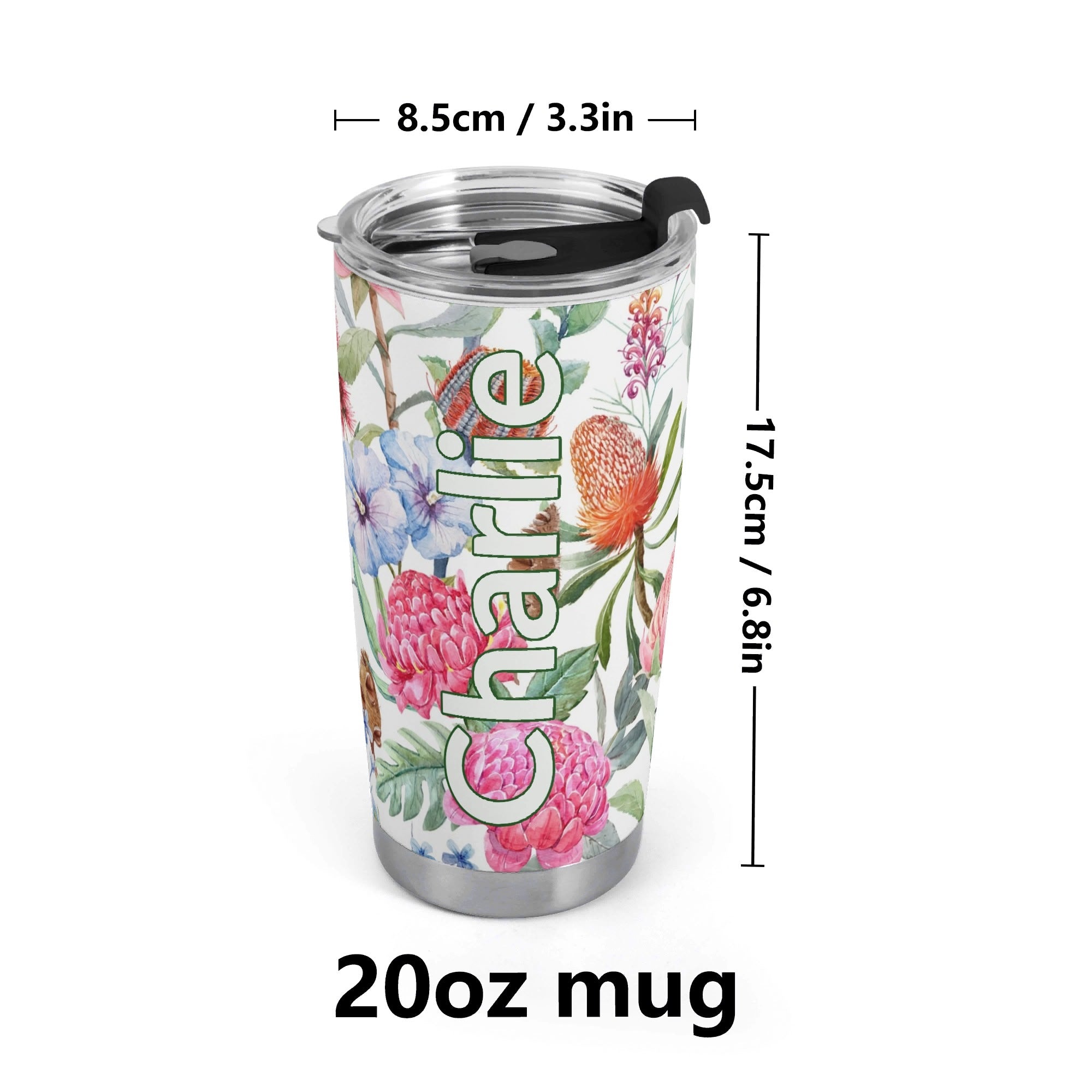 Personalised Australian Flowers Stainless Steel 20oz Travel Mug Personalised 20oz Travel Mug Plants Printed Offshore