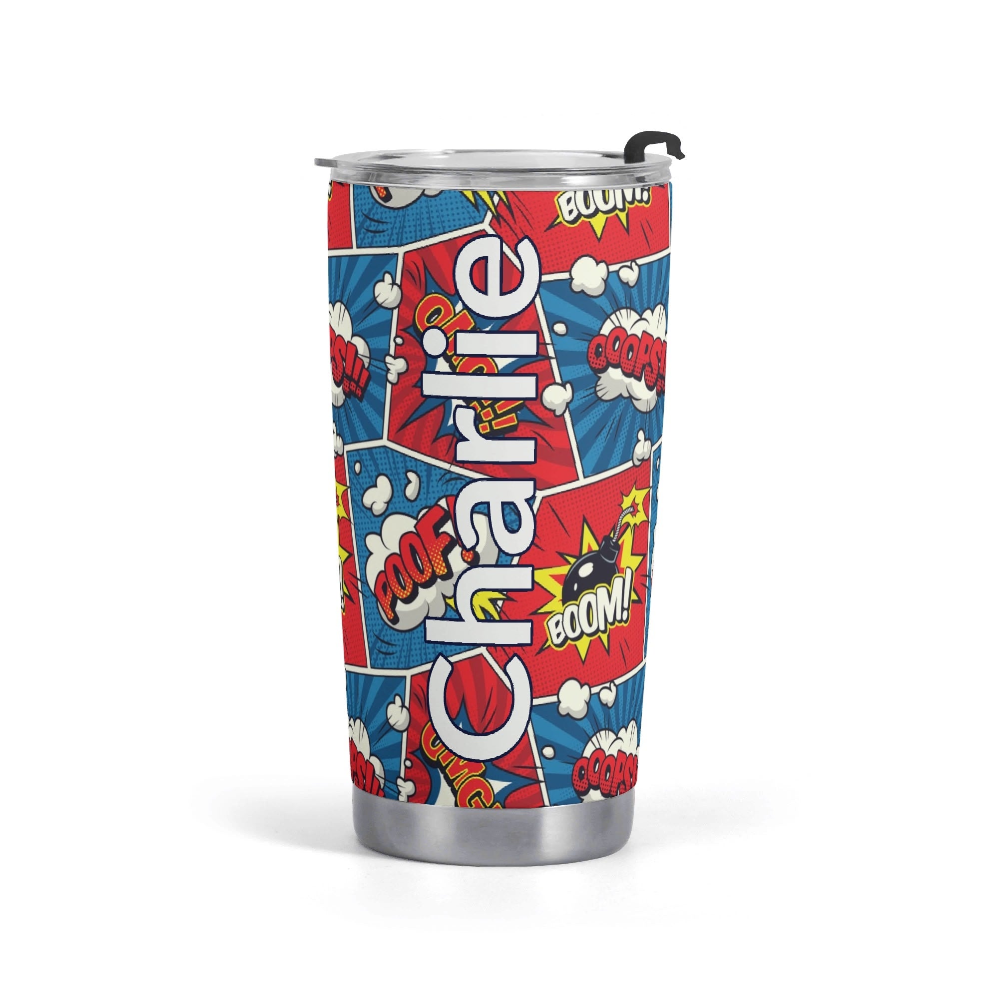 Personalised Comic Book Pop Stainless Steel 20oz Travel Mug Default Title Personalised 20oz Travel Mug comic Printed Offshore