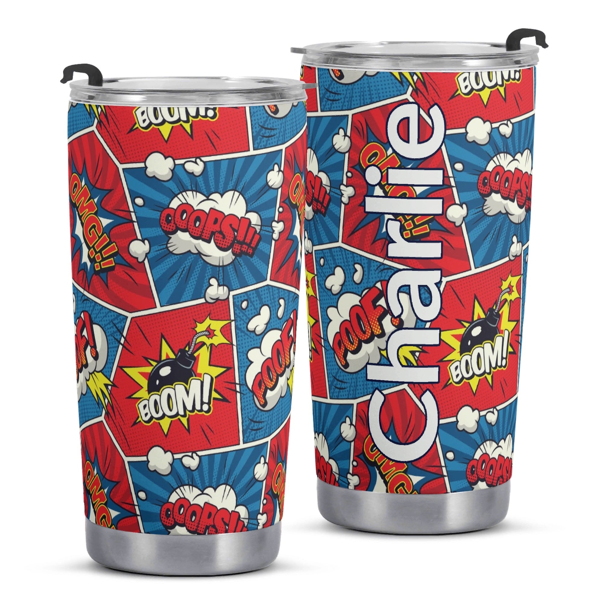 Personalised Comic Book Pop Stainless Steel 20oz Travel Mug Personalised 20oz Travel Mug comic Printed Offshore