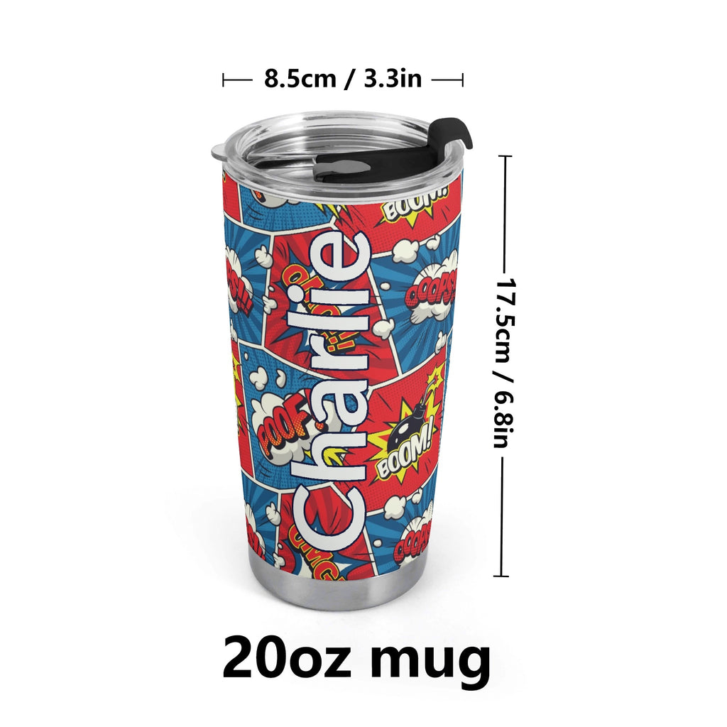 Personalised Comic Book Pop Stainless Steel 20oz Travel Mug Personalised 20oz Travel Mug comic Printed Offshore