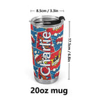Personalised Comic Book Pop Stainless Steel 20oz Travel Mug Personalised 20oz Travel Mug comic Printed Offshore