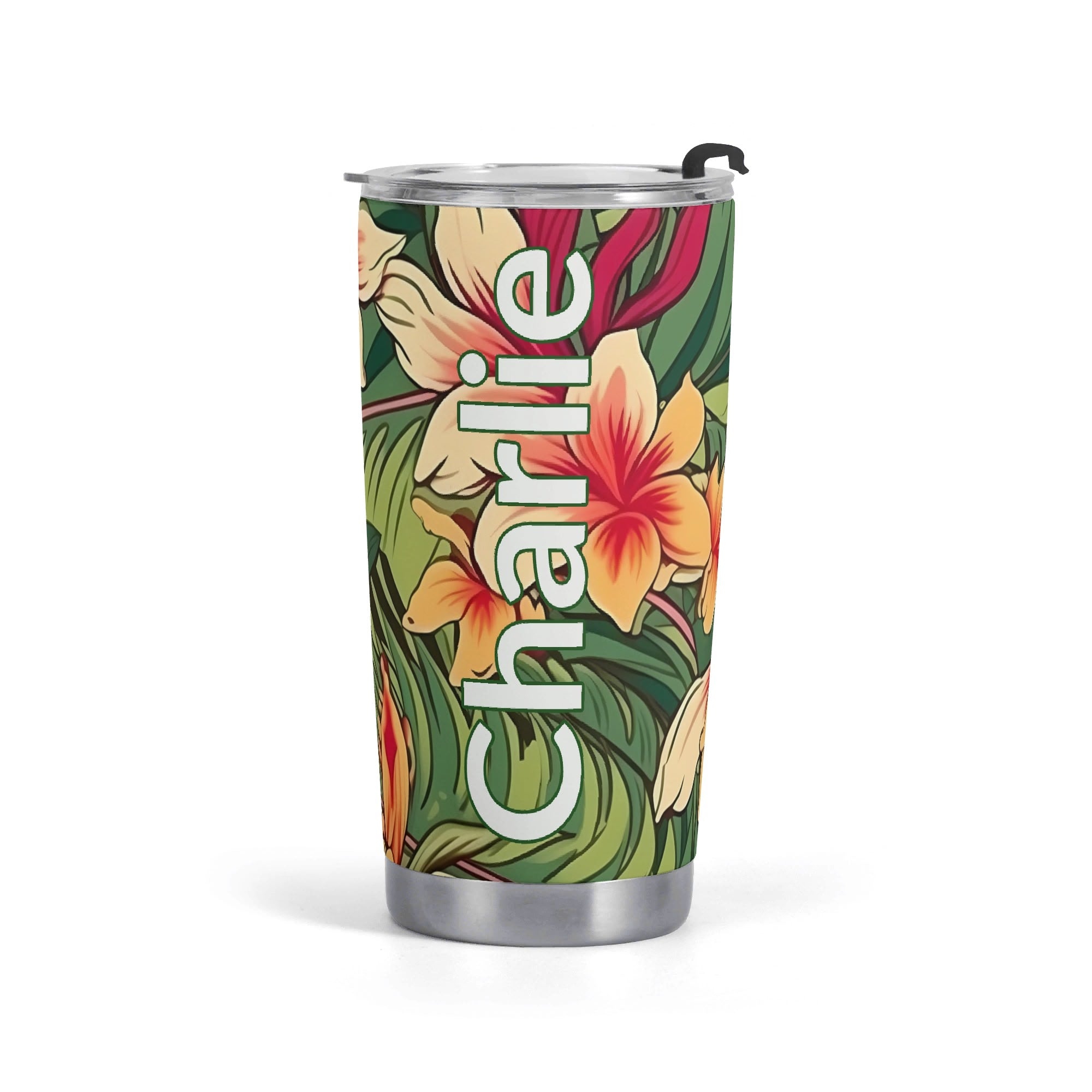 Personalised Vintage Hawaiian Floral Stainless Steel 20oz Travel Mug Default Title Personalised 20oz Travel Mug Plants Printed Offshore