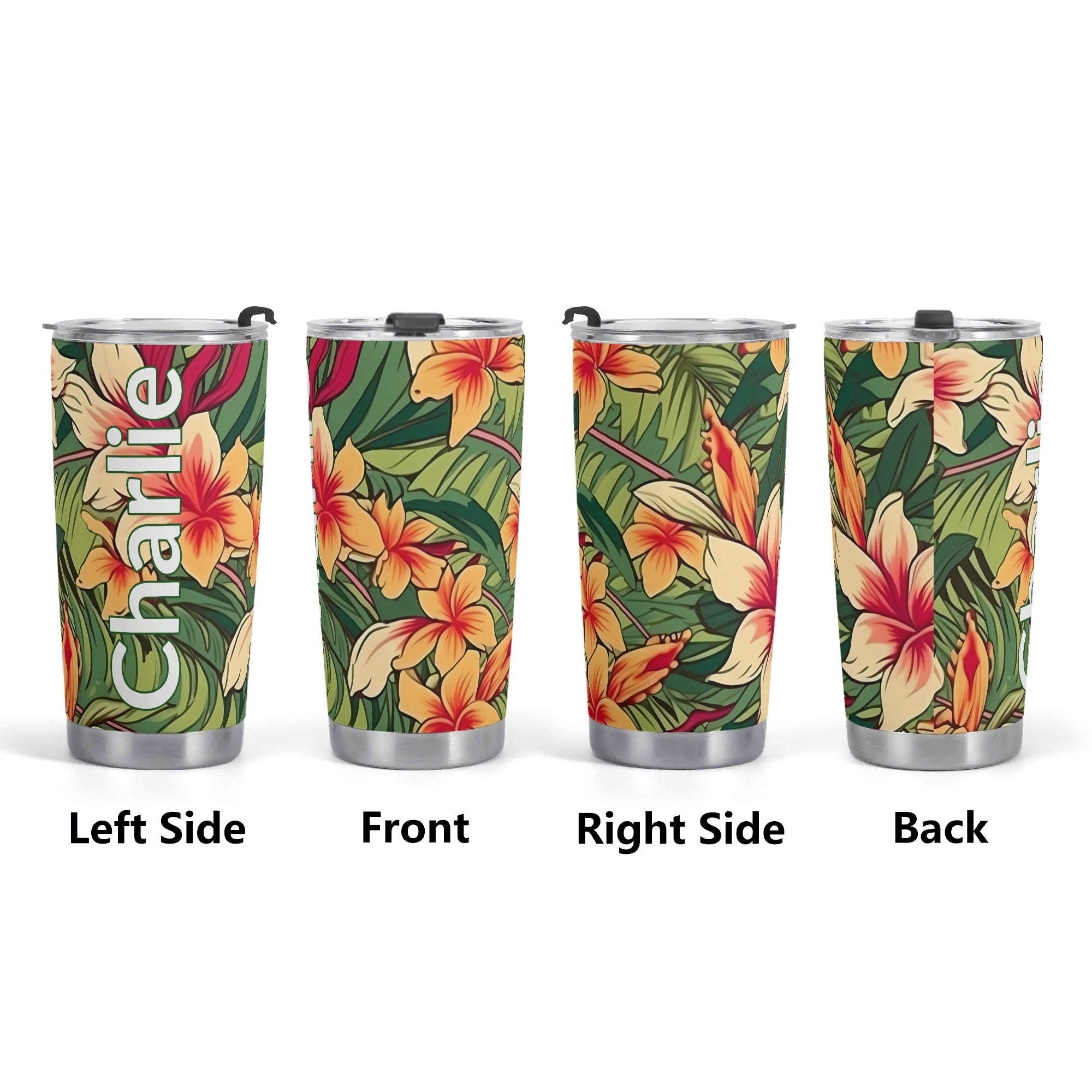 Personalised Vintage Hawaiian Floral Stainless Steel 20oz Travel Mug Personalised 20oz Travel Mug Plants Printed Offshore