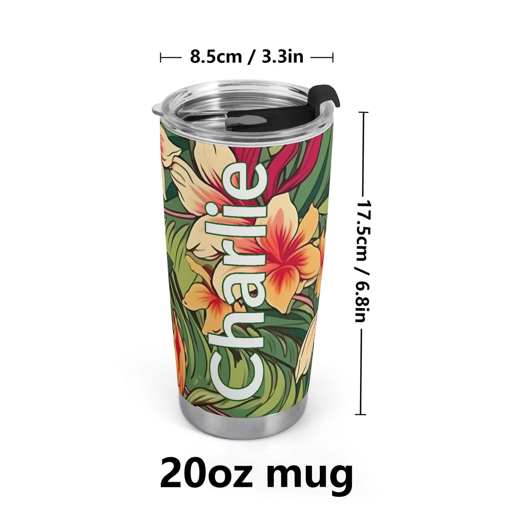 Personalised Vintage Hawaiian Floral Stainless Steel 20oz Travel Mug Personalised 20oz Travel Mug Plants Printed Offshore