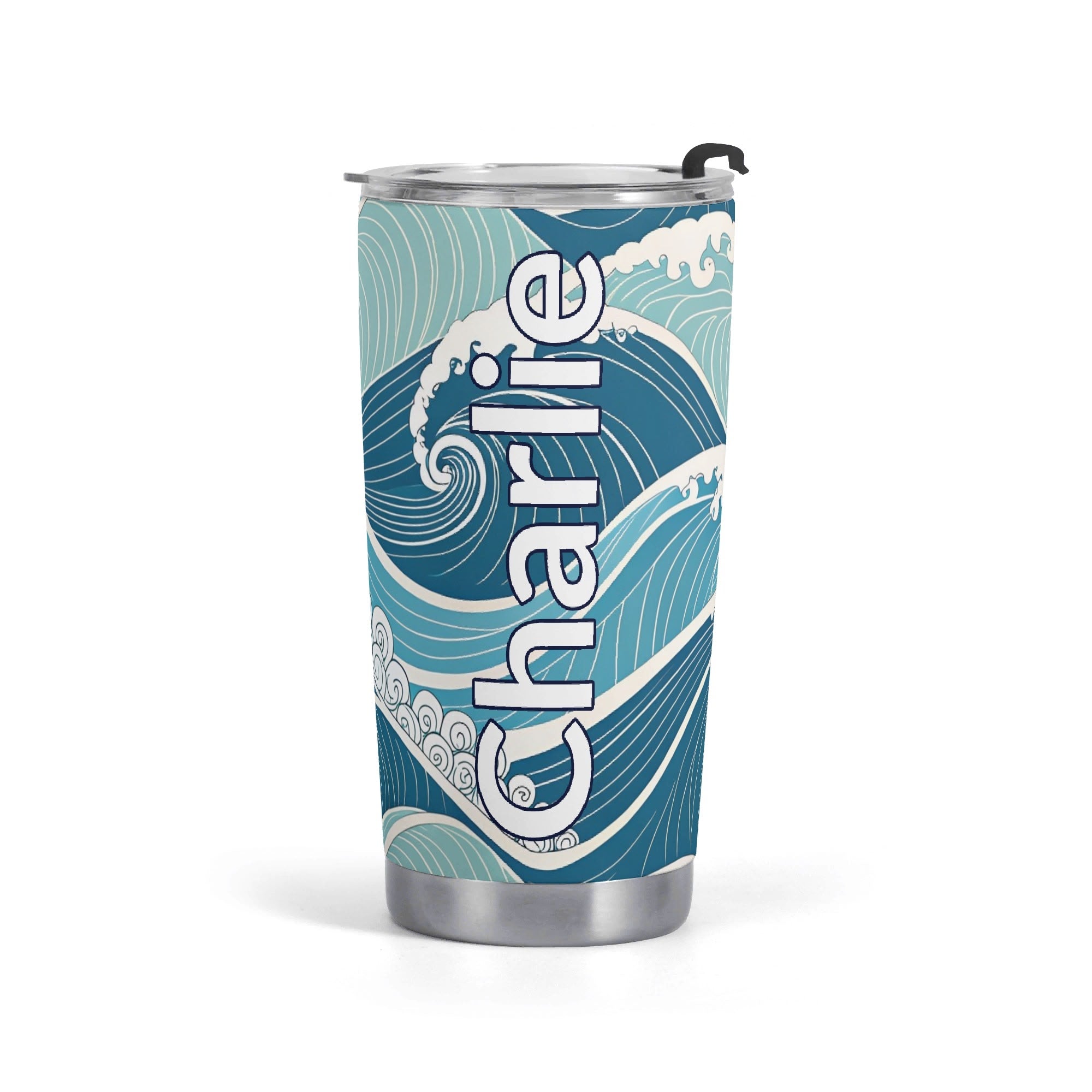 Personalised Ocean Waves Stainless Steel 20oz Travel Mug Default Title Personalised 20oz Travel Mug Ocean Printed Offshore