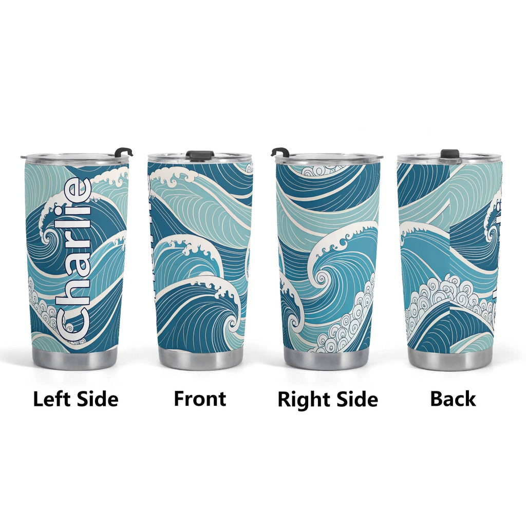 Personalised Ocean Waves Stainless Steel 20oz Travel Mug Personalised 20oz Travel Mug Ocean Printed Offshore