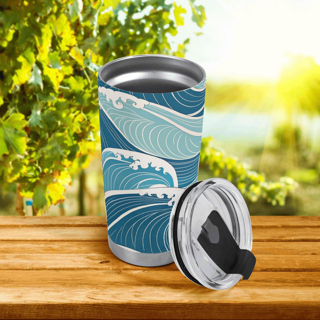 Personalised Ocean Waves Stainless Steel 20oz Travel Mug Personalised 20oz Travel Mug Ocean Printed Offshore