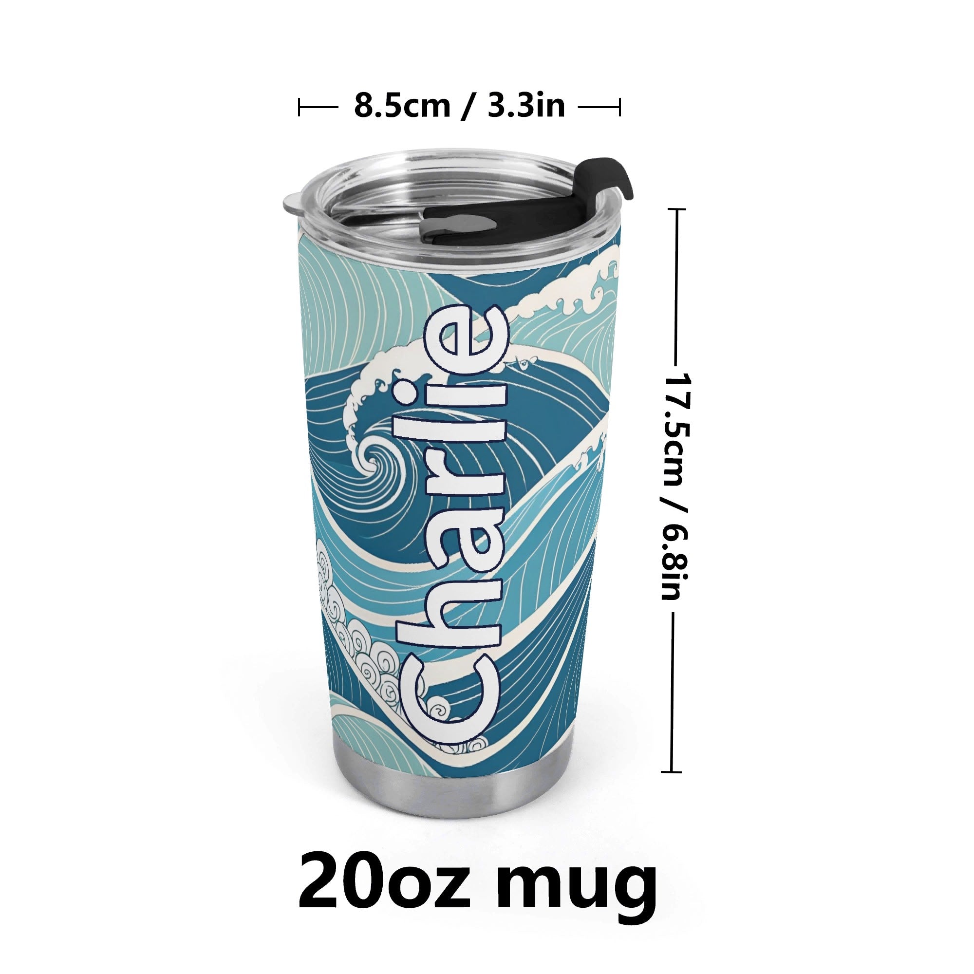Personalised Ocean Waves Stainless Steel 20oz Travel Mug Personalised 20oz Travel Mug Ocean Printed Offshore