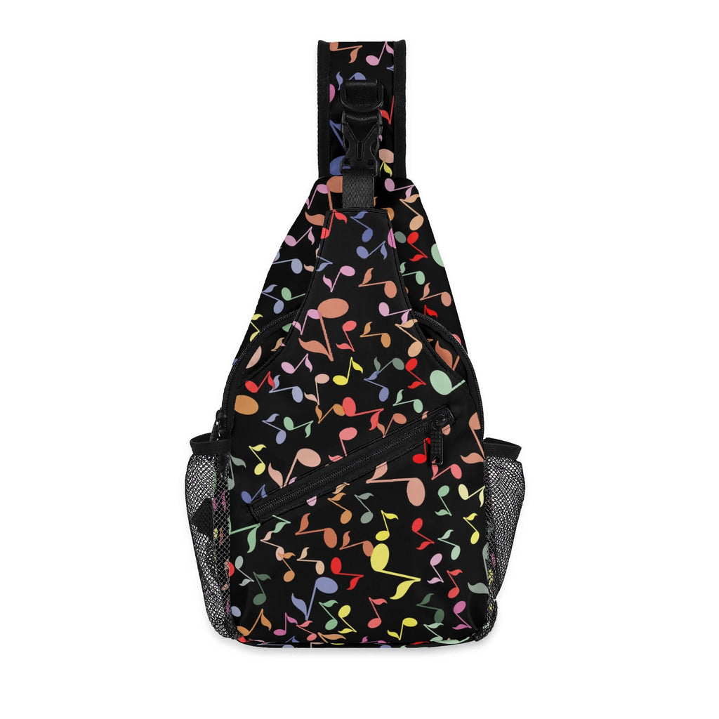 Colourful Music Notes, Quavers Chest Crossbody Bag with Adjustable Strap Default Title Chest Crossbody Bag Music Printed Offshore