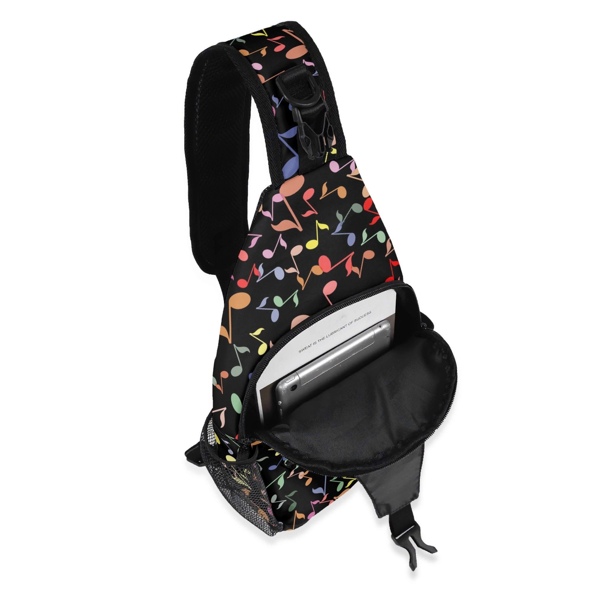 Colourful Music Notes, Quavers Chest Crossbody Bag with Adjustable Strap Chest Crossbody Bag Music Printed Offshore