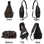Colourful Music Notes, Quavers Chest Crossbody Bag with Adjustable Strap Chest Crossbody Bag Music Printed Offshore