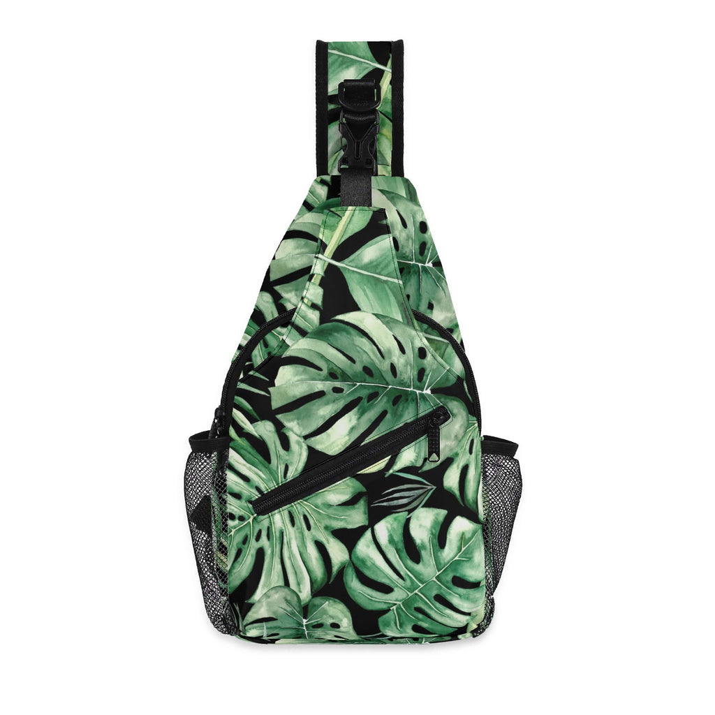 Jungle Leaves Chest Crossbody Bag with Adjustable Strap Default Title Chest Crossbody Bag Plants Printed Offshore