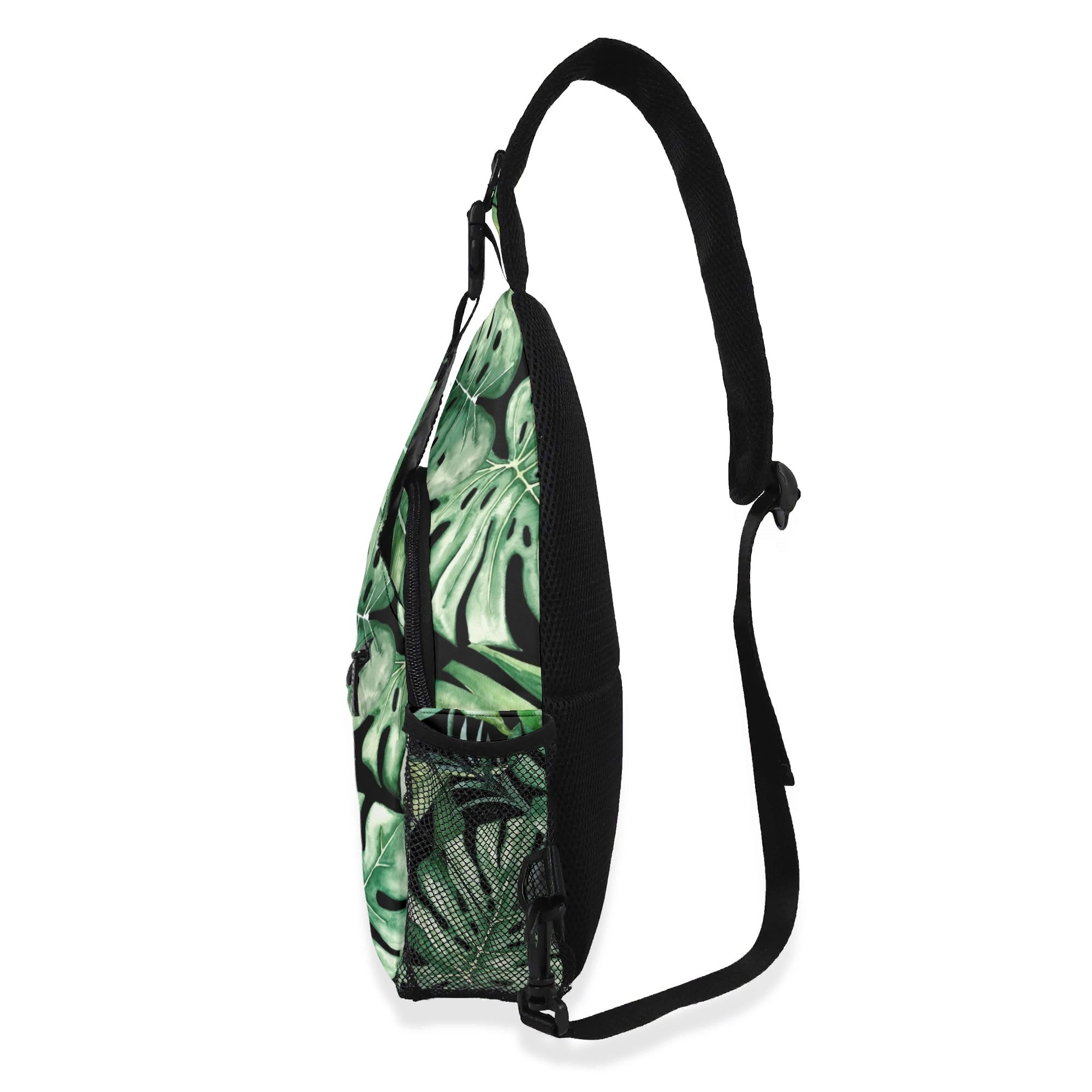 Jungle Leaves Chest Crossbody Bag with Adjustable Strap Chest Crossbody Bag Plants Printed Offshore