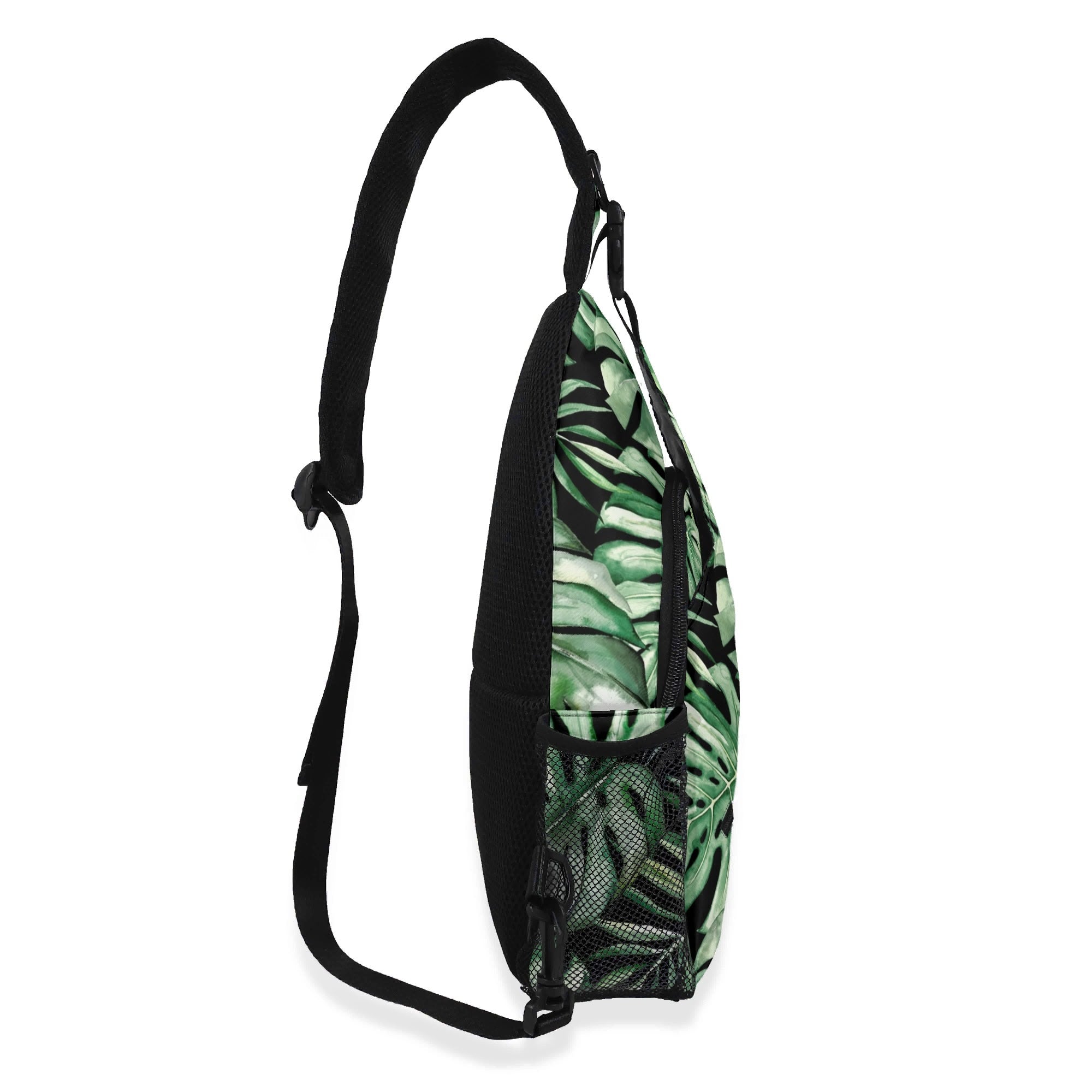 Jungle Leaves Chest Crossbody Bag with Adjustable Strap Chest Crossbody Bag Plants Printed Offshore