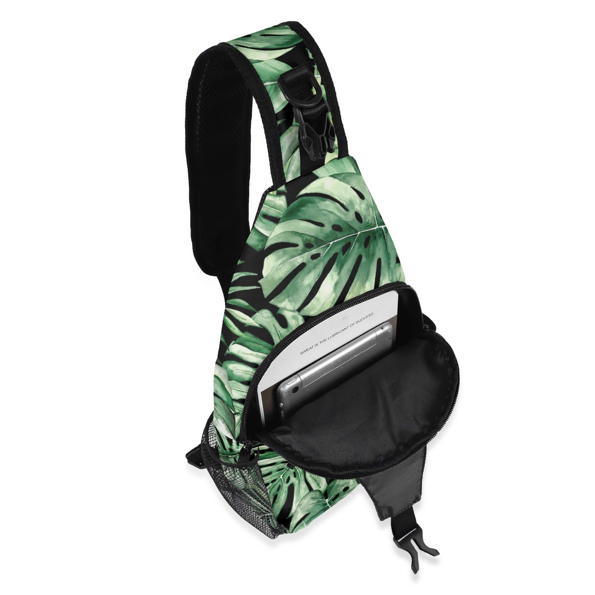 Jungle Leaves Chest Crossbody Bag with Adjustable Strap Chest Crossbody Bag Plants Printed Offshore