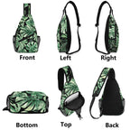 Jungle Leaves Chest Crossbody Bag with Adjustable Strap Chest Crossbody Bag Plants Printed Offshore