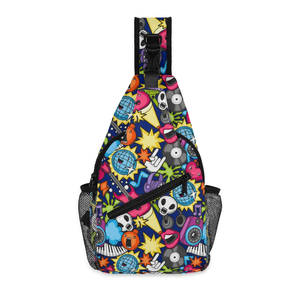 Sticker Music Chest Crossbody Bag with Adjustable Strap Default Title Chest Crossbody Bag Music Printed Offshore