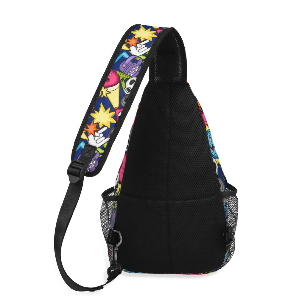 Sticker Music Chest Crossbody Bag with Adjustable Strap Chest Crossbody Bag Music Printed Offshore
