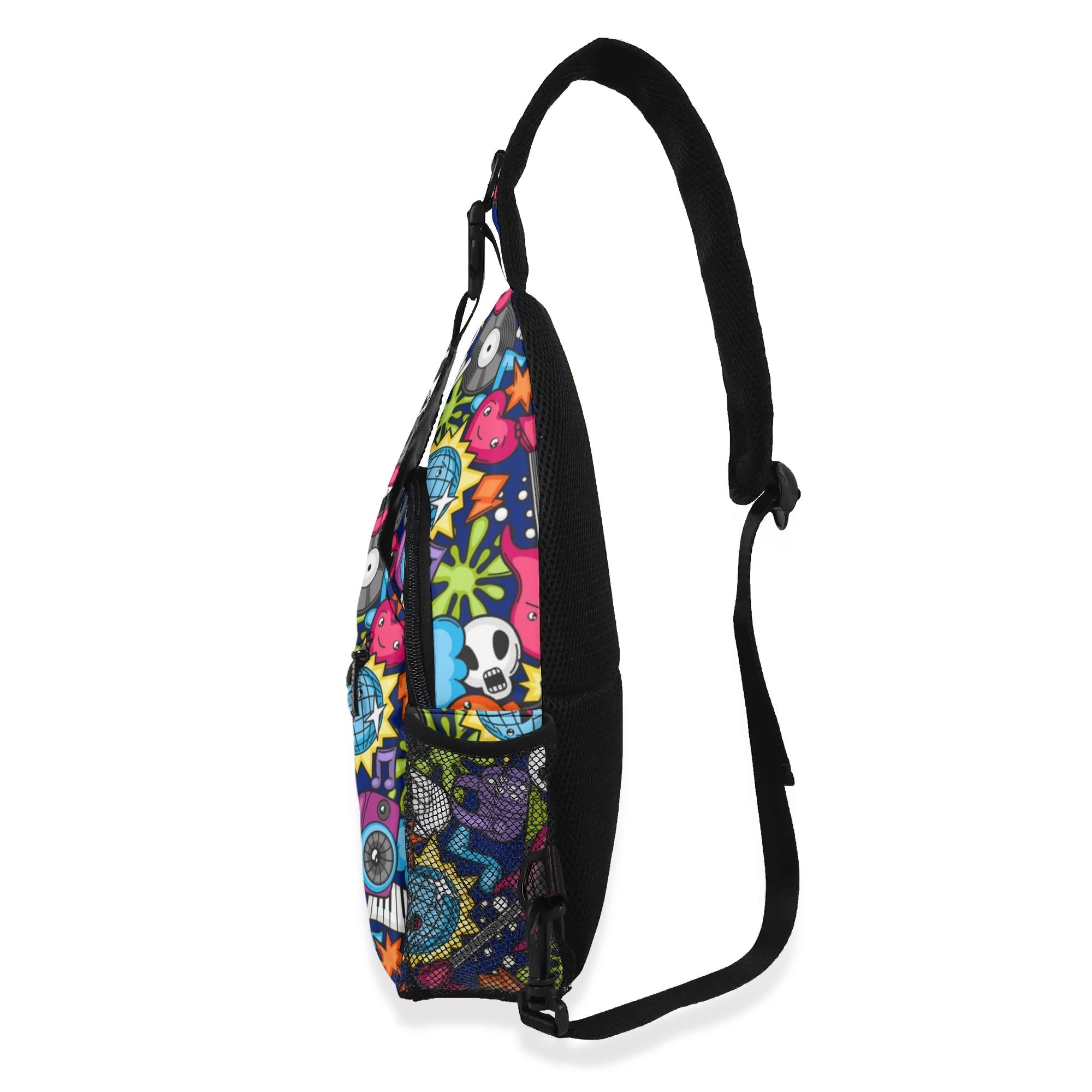 Sticker Music Chest Crossbody Bag with Adjustable Strap Chest Crossbody Bag Music Printed Offshore