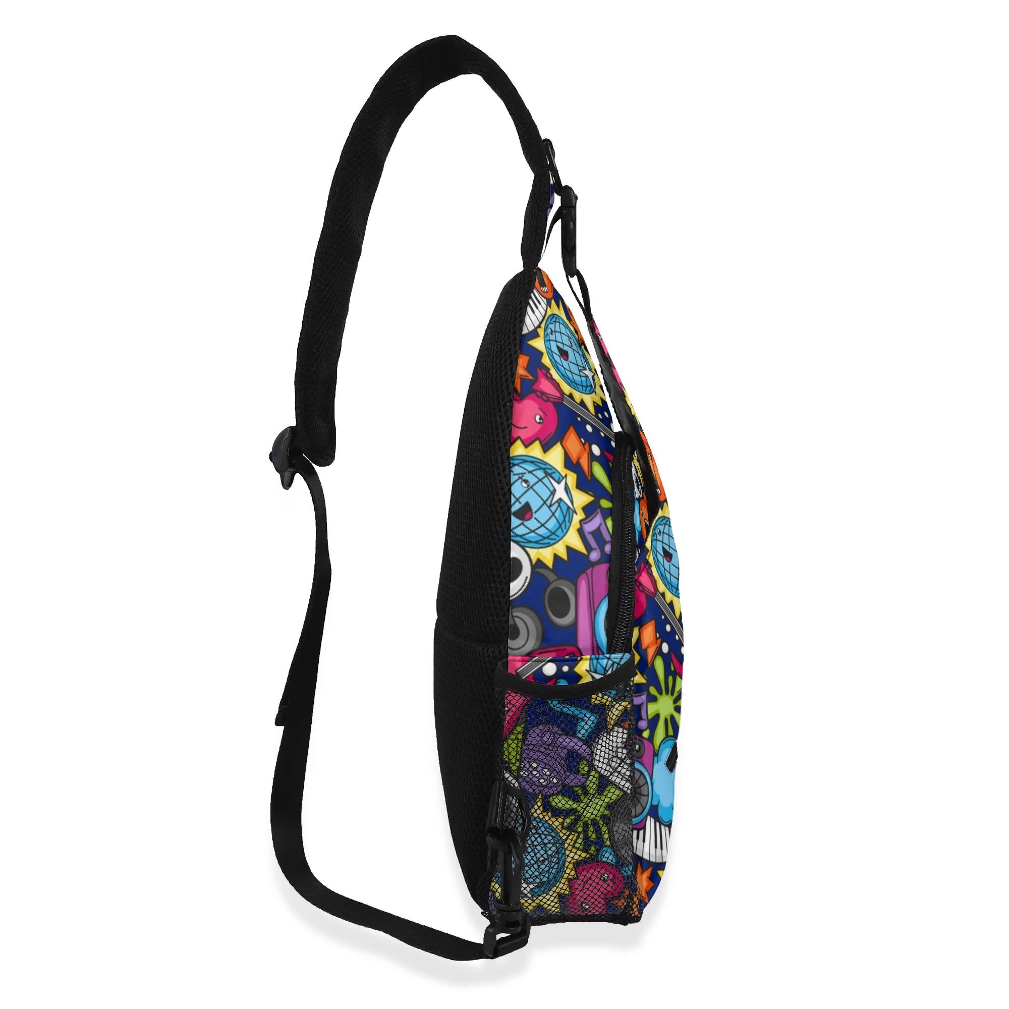 Sticker Music Chest Crossbody Bag with Adjustable Strap Chest Crossbody Bag Music Printed Offshore