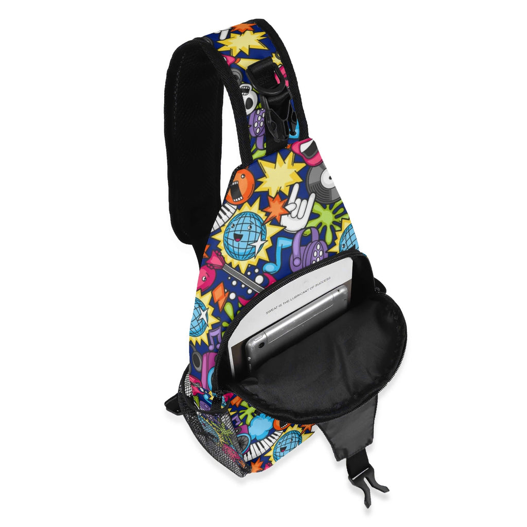 Sticker Music Chest Crossbody Bag with Adjustable Strap Chest Crossbody Bag Music Printed Offshore