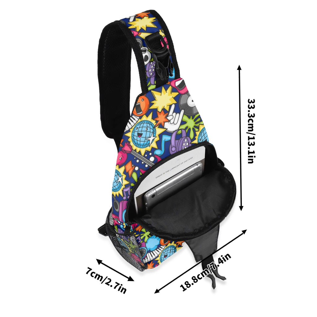 Sticker Music Chest Crossbody Bag with Adjustable Strap Chest Crossbody Bag Music Printed Offshore