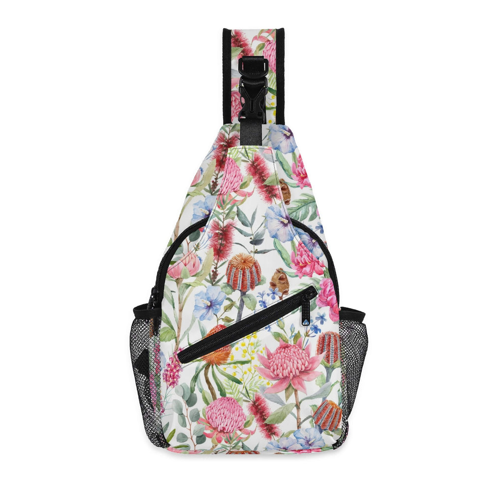 Australian Flowers Chest Crossbody Bag with Adjustable Strap Default Title Chest Crossbody Bag Plants Printed Offshore