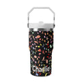 Personalised Colourful Music Notes, Quavers 20oz Stainless Steel Tumbler Screw On Lid With Straw Default Title Personalised 20oz Tumbler with Top Handle Music Printed Offshore