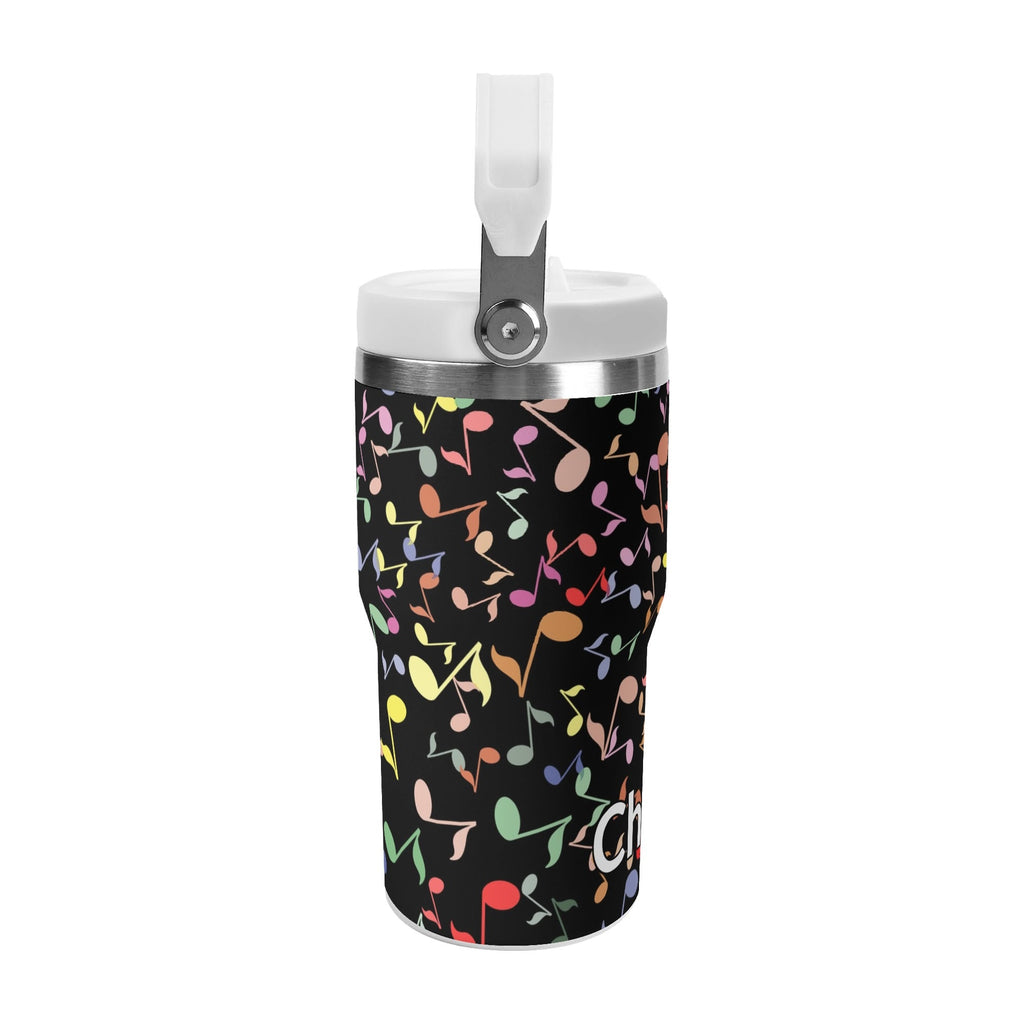 Personalised Colourful Music Notes, Quavers 20oz Stainless Steel Tumbler Screw On Lid With Straw Personalised 20oz Tumbler with Top Handle Music Printed Offshore