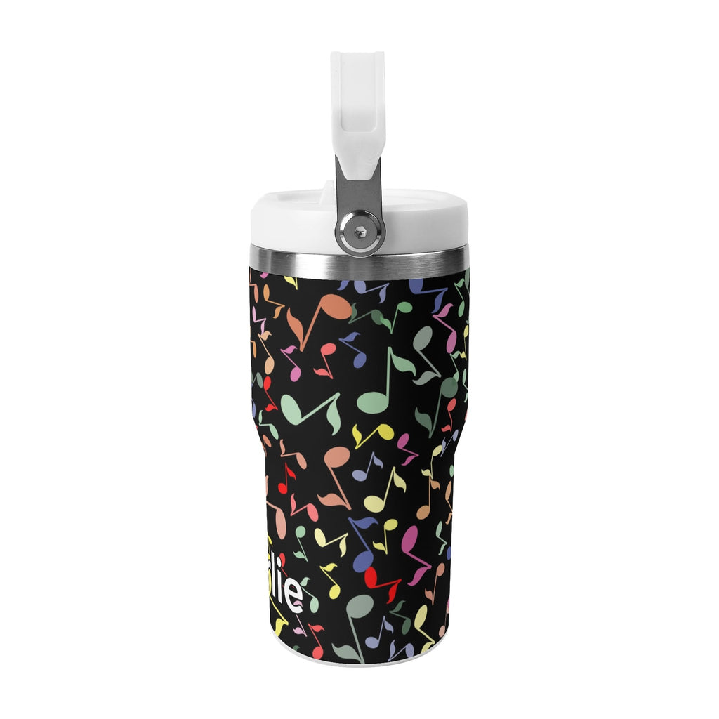 Personalised Colourful Music Notes, Quavers 20oz Stainless Steel Tumbler Screw On Lid With Straw Personalised 20oz Tumbler with Top Handle Music Printed Offshore