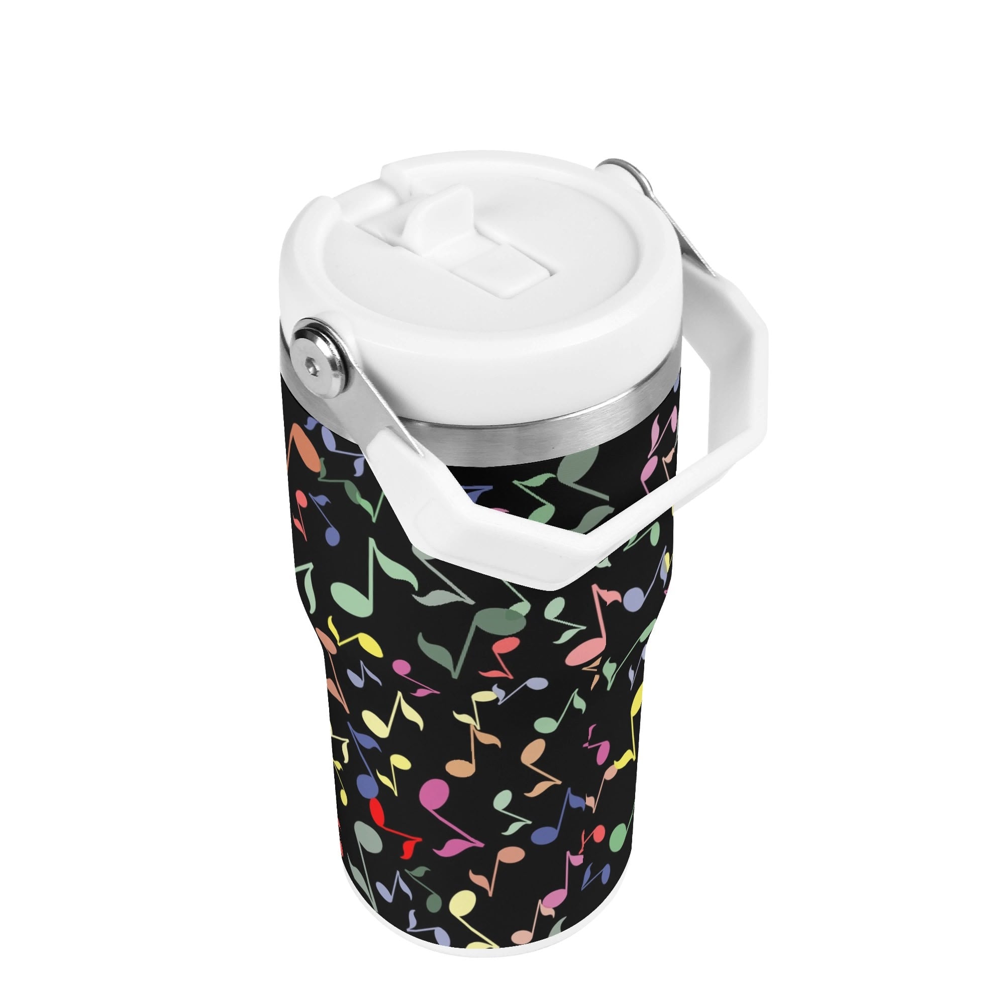 Personalised Colourful Music Notes, Quavers 20oz Stainless Steel Tumbler Screw On Lid With Straw Personalised 20oz Tumbler with Top Handle Music Printed Offshore