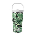 Personalised Jungle Leaves 20oz Stainless Steel Tumbler Screw On Lid With Straw Default Title Personalised 20oz Tumbler with Top Handle Plants Printed Offshore