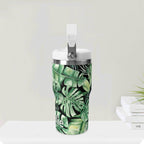 Personalised Jungle Leaves 20oz Stainless Steel Tumbler Screw On Lid With Straw Personalised 20oz Tumbler with Top Handle Plants Printed Offshore