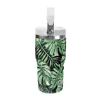 Personalised Jungle Leaves 20oz Stainless Steel Tumbler Screw On Lid With Straw Personalised 20oz Tumbler with Top Handle Plants Printed Offshore