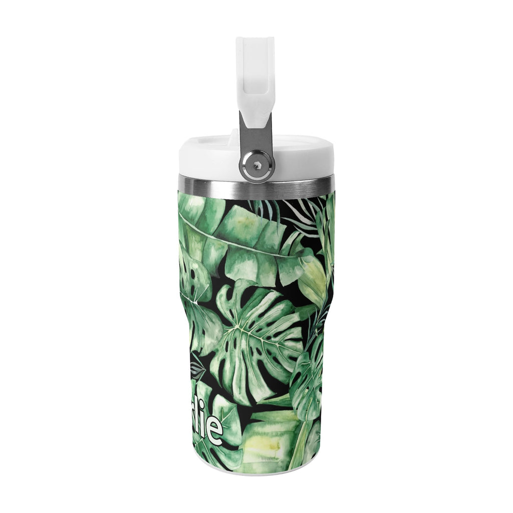 Personalised Jungle Leaves 20oz Stainless Steel Tumbler Screw On Lid With Straw Personalised 20oz Tumbler with Top Handle Plants Printed Offshore
