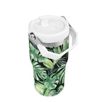 Personalised Jungle Leaves 20oz Stainless Steel Tumbler Screw On Lid With Straw Personalised 20oz Tumbler with Top Handle Plants Printed Offshore