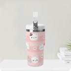 Personalised Pink Cats 20oz Stainless Steel Tumbler Screw On Lid With Straw Personalised 20oz Tumbler with Top Handle animal Printed Offshore