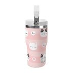 Personalised Pink Cats 20oz Stainless Steel Tumbler Screw On Lid With Straw Personalised 20oz Tumbler with Top Handle animal Printed Offshore