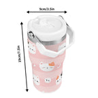 Personalised Pink Cats 20oz Stainless Steel Tumbler Screw On Lid With Straw Personalised 20oz Tumbler with Top Handle animal Printed Offshore