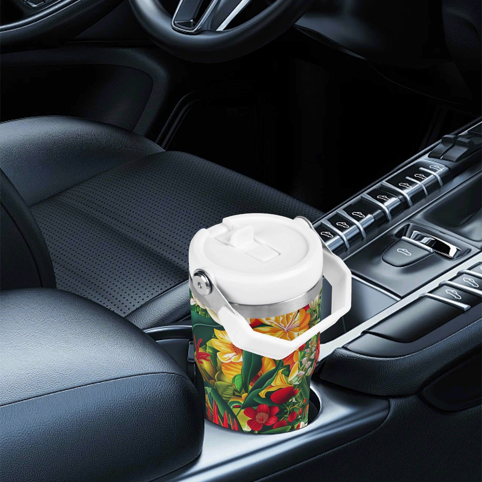 Personalised Native Australian Flowers 20oz Stainless Steel Tumbler Screw On Lid With Straw Personalised 20oz Tumbler with Top Handle Plants Printed Offshore