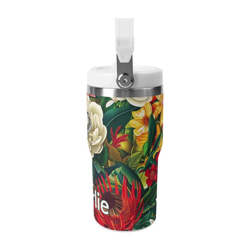 Personalised Native Australian Flowers 20oz Stainless Steel Tumbler Screw On Lid With Straw Personalised 20oz Tumbler with Top Handle Plants Printed Offshore