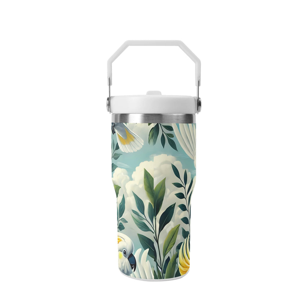 Personalised Cockatoo 20oz Stainless Steel Tumbler Screw On Lid With Straw Personalised 20oz Tumbler with Top Handle animal Printed Offshore