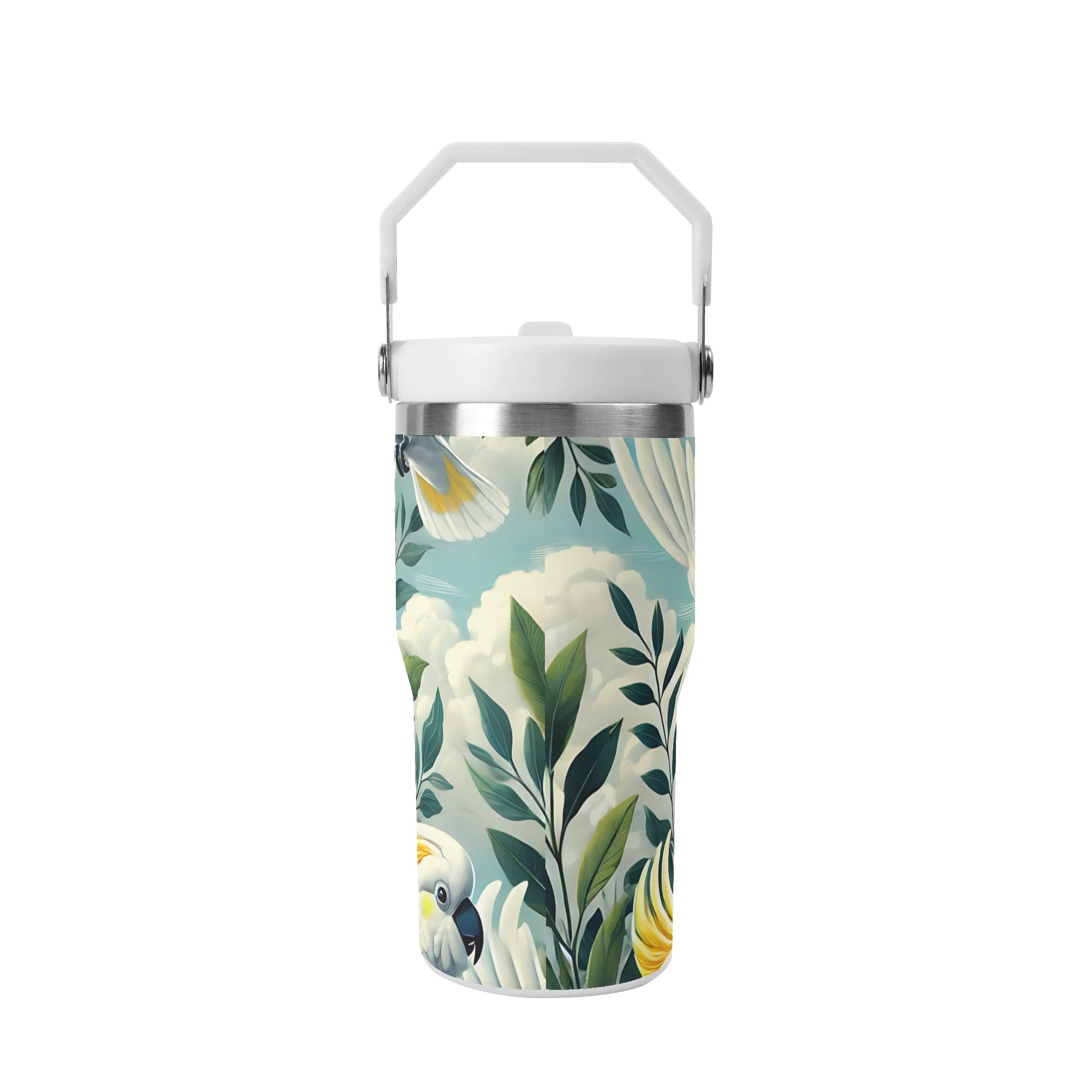 Personalised Cockatoo 20oz Stainless Steel Tumbler Screw On Lid With Straw Personalised 20oz Tumbler with Top Handle animal Printed Offshore