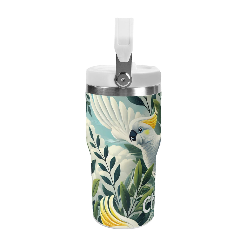 Personalised Cockatoo 20oz Stainless Steel Tumbler Screw On Lid With Straw Personalised 20oz Tumbler with Top Handle animal Printed Offshore