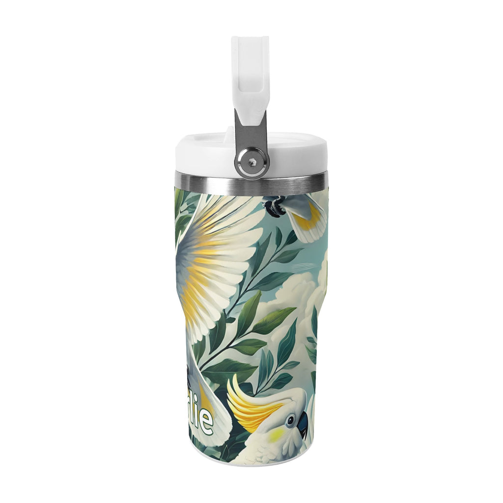 Personalised Cockatoo 20oz Stainless Steel Tumbler Screw On Lid With Straw Personalised 20oz Tumbler with Top Handle animal Printed Offshore